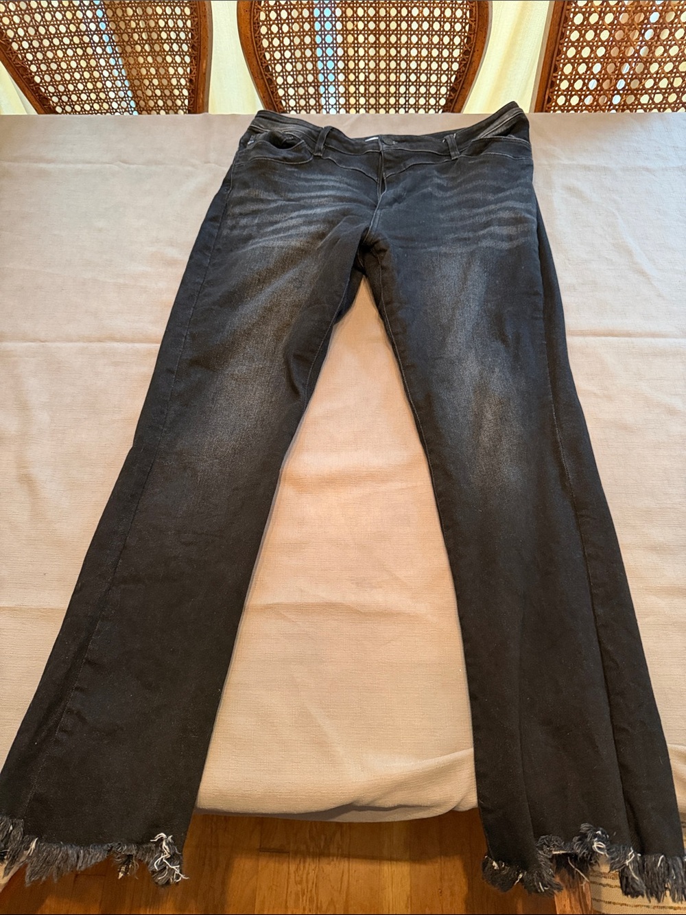 KanCan Black Flared Jeans with Raw Frayed Hem